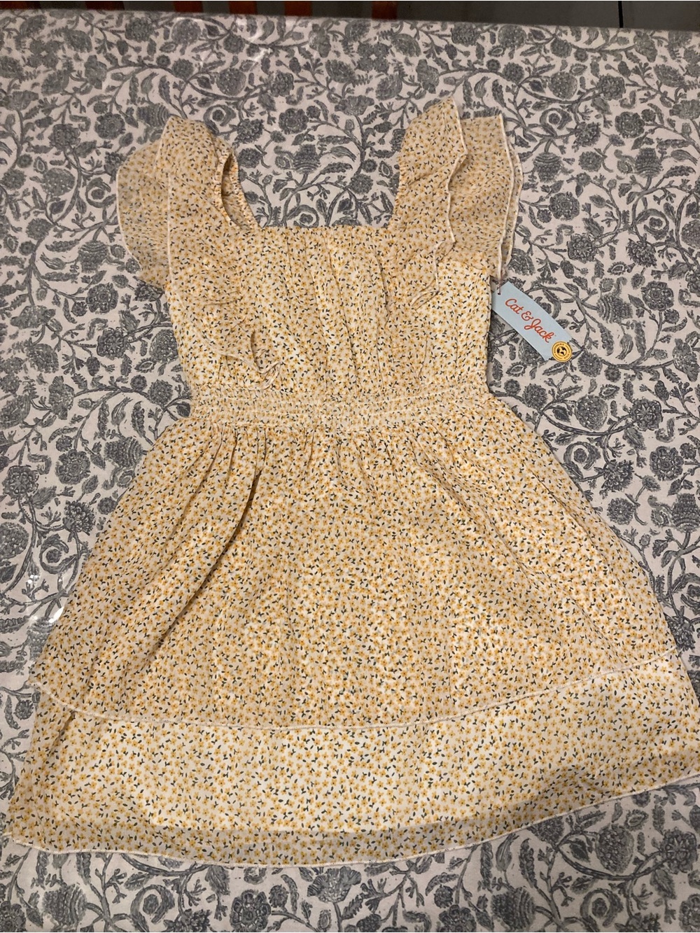 Cat & Jack Yellow Floral Smocked Mini Dress